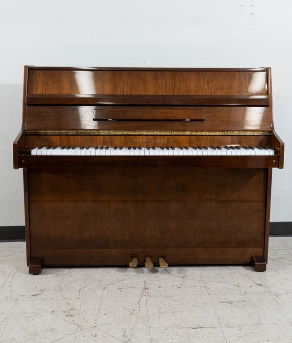 Young Chang E101 Upright Piano (1988)  | Polished Mahogany | Serial No. 1326717 | Used