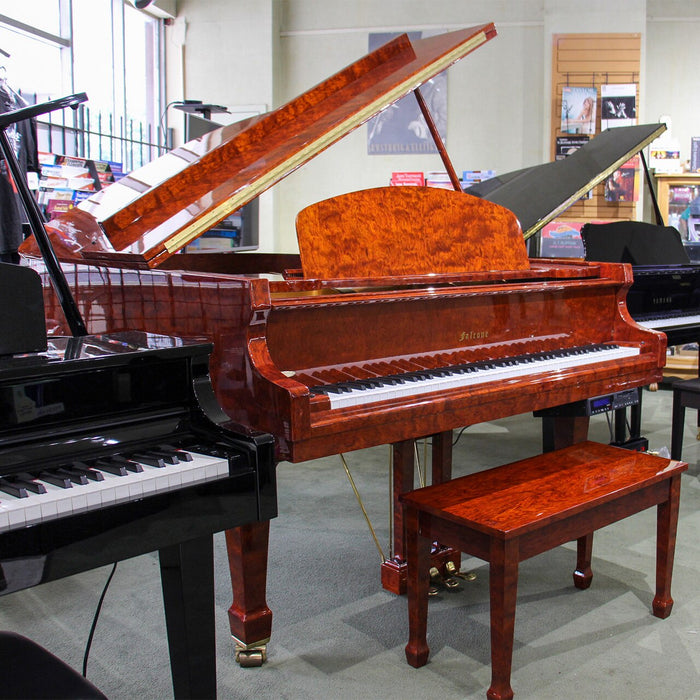 Falcon FG-87D Grand Piano | PianoDisc Player System | Burled Mahogany 6'2"