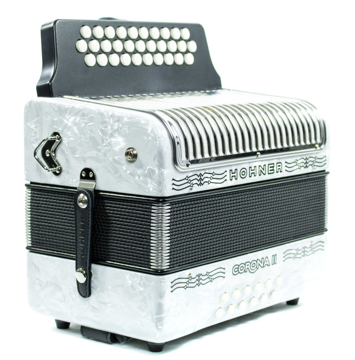 Hohner Corona II FBbEb Button Accordion - White