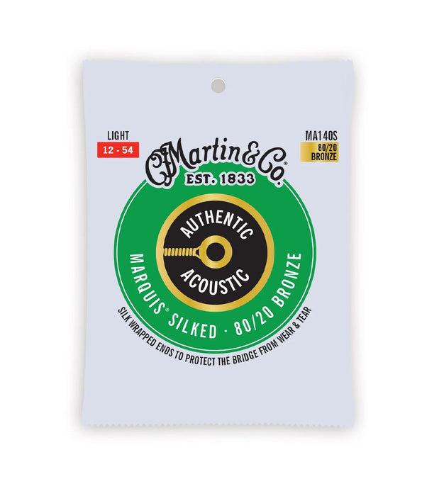 Martin MA140S 12-54 Marquis Silked 80/20 Light Acoustic Guitar Strings