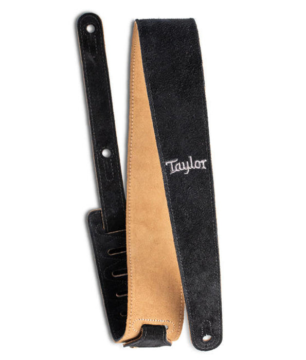 Taylor Embroidered Suede Guitar Strap, 2.5” - Black
