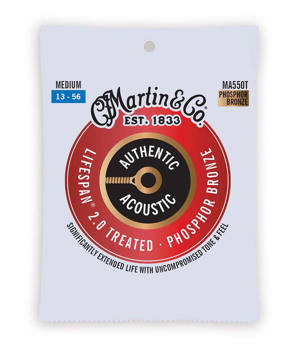 Martin MA550T Treated, 13-56 Medium, 92/8 Bronze Acoustic Guitar Strings