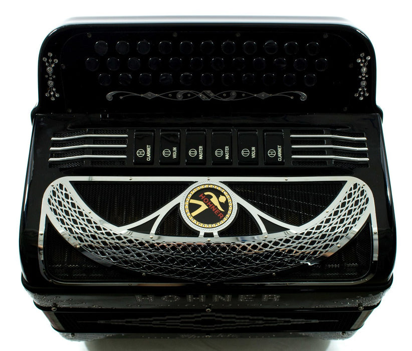 Hohner Anacleto Rey Del Norte TT FBbEb/EAD Accordion Black/Silver Hardware