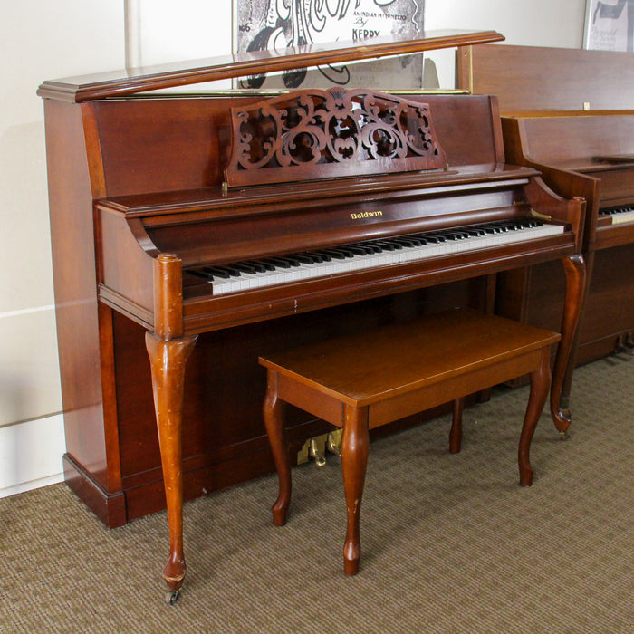 Baldwin Upright Console Piano | Carved Mahogany