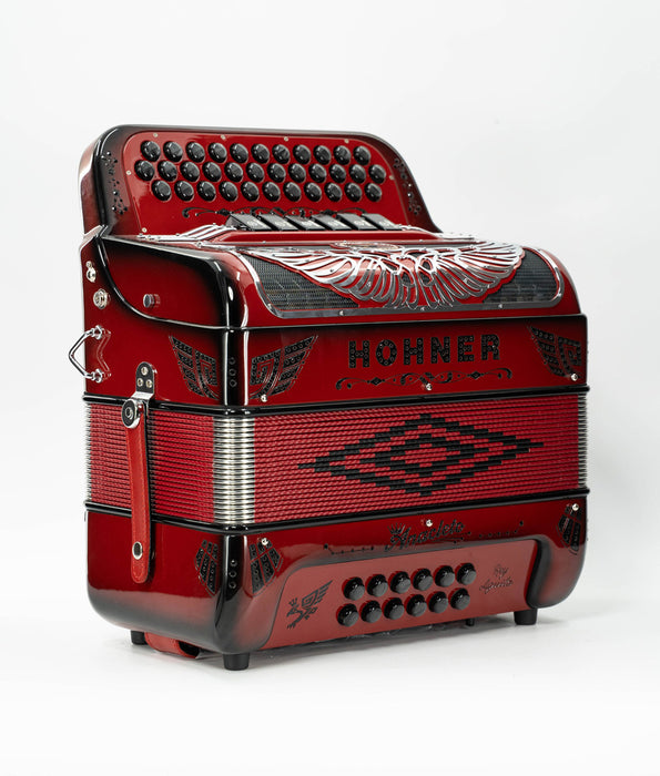 Hohner Anacleto Rey Aguila Two Tone Compact FBE/EAD Accordion - Ruby Red | New