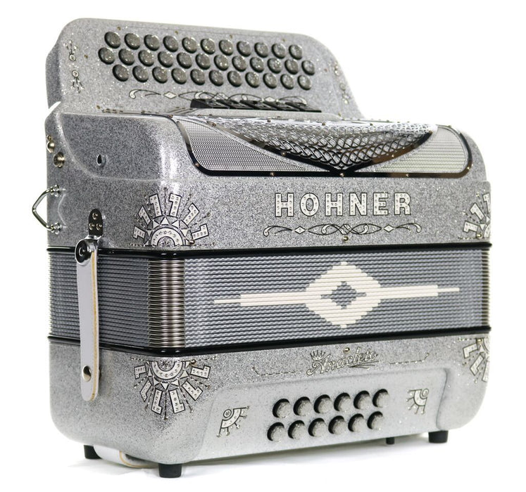 Hohner Anacleto Rey Del Norte III 5S EAD Compact Accordion - Silver Glitter