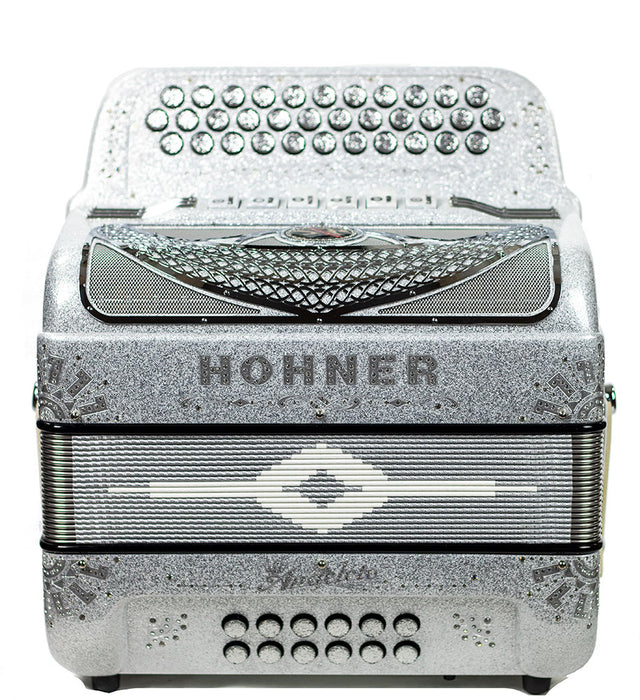 Hohner Anacleto Rey Del Norte Two Tone Compact FBE/EAD Accordion - Silver Glitter