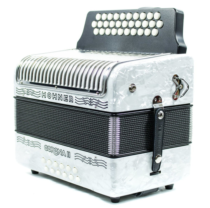 Hohner Corona II FBbEb Button Accordion - White