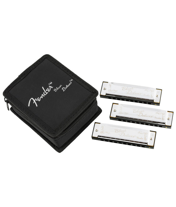 Fender Blues Deluxe Harmonicas - 3 Pack with Case | New