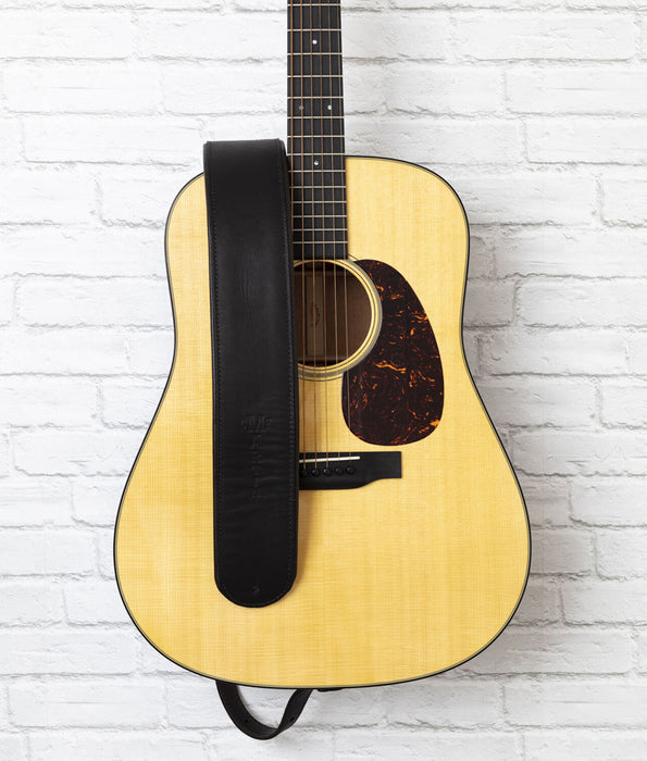 Martin Premium Rolled Guitar Leather Strap - Black | New
