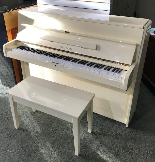 Young Chang Euro Style Upright Piano | Polished White | Used