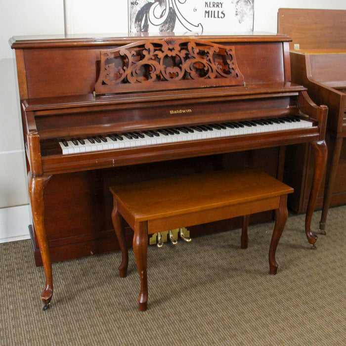 Baldwin Upright Console Piano | Carved Mahogany
