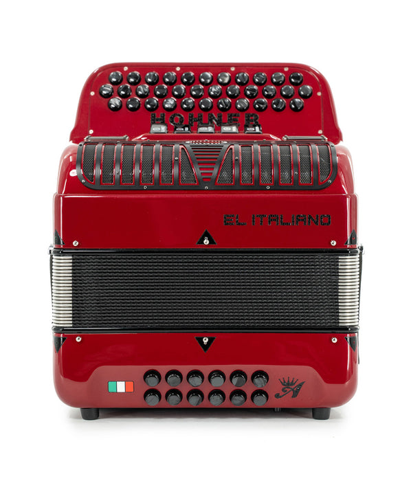 Pre-Owned Hohner Anacleto El Italiano III 5 Switch Compact GCF Accordion - Red | Used