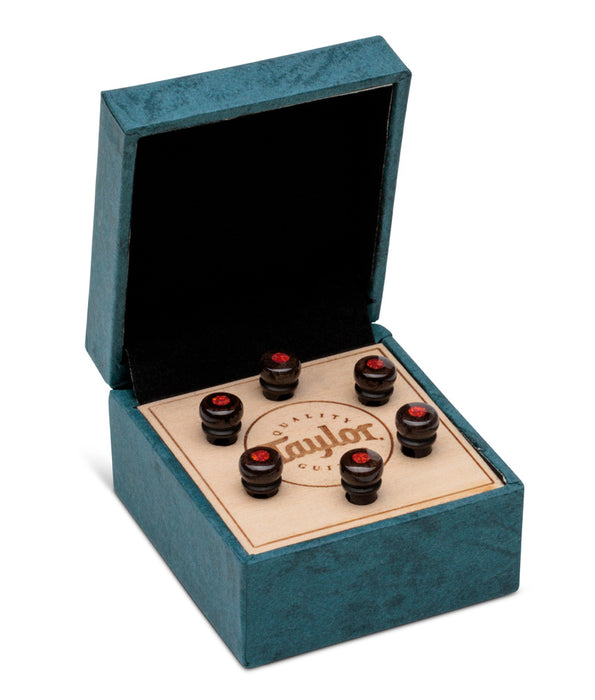 Taylor Water Buffalo Bone Brown Bridge Pins with Red Opal Inlays | New