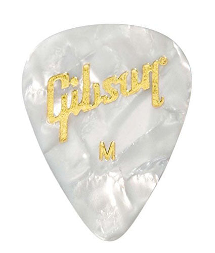 Gibson Pearloid Picks Heavy, 12 Pack - White