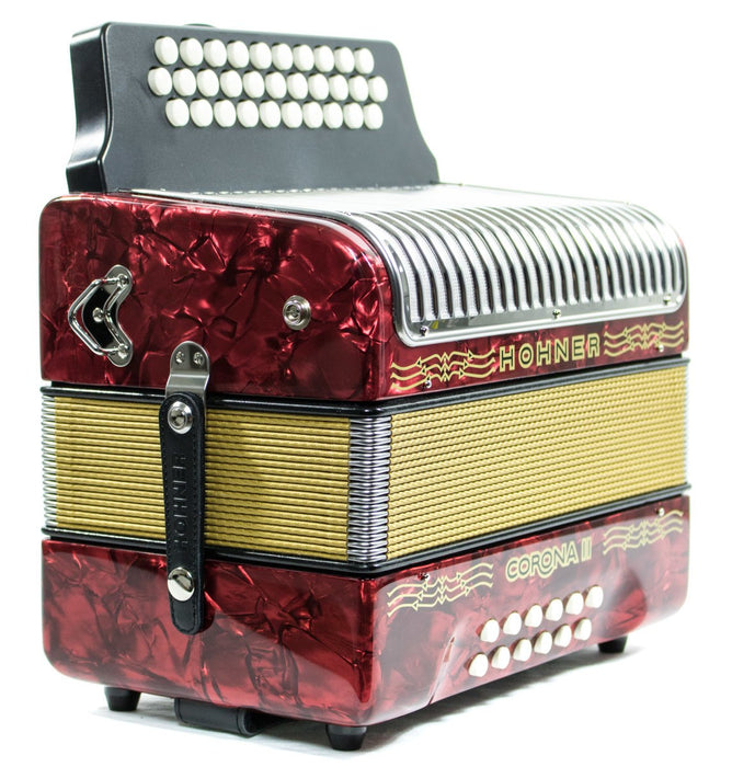 Hohner Corona II 3500 FBbEb Button Accordion - Red