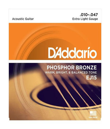 D'addario EJ15 Phosphor Bronze Extra Light 10-47