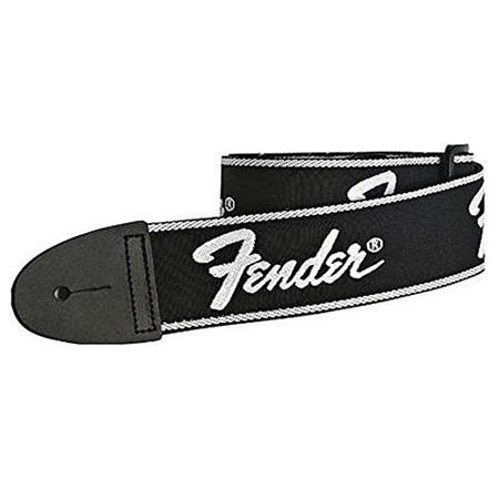 Fender 1.7/8" Black with White Running Logo Woven Guitar Strap