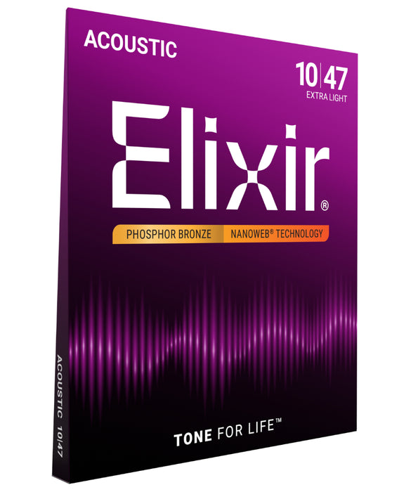 Elixir Nanoweb Phosphor Bronze Extra Light (010-.047) Acoustic Strings