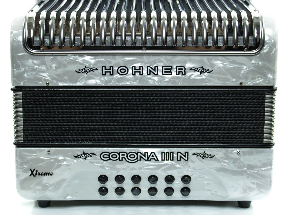 Hohner Corona III N Xtreme FBbEb Accordion - White
