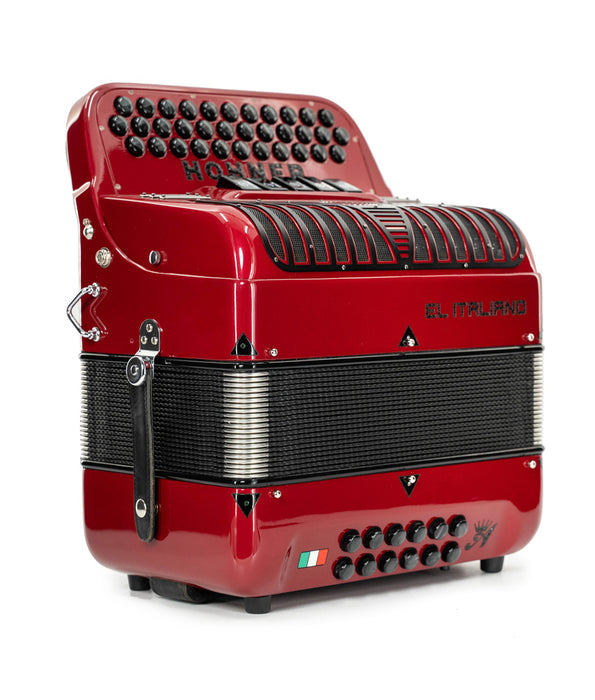 Pre-Owned Hohner Anacleto El Italiano III 5 Switch Compact GCF Accordion - Red | Used