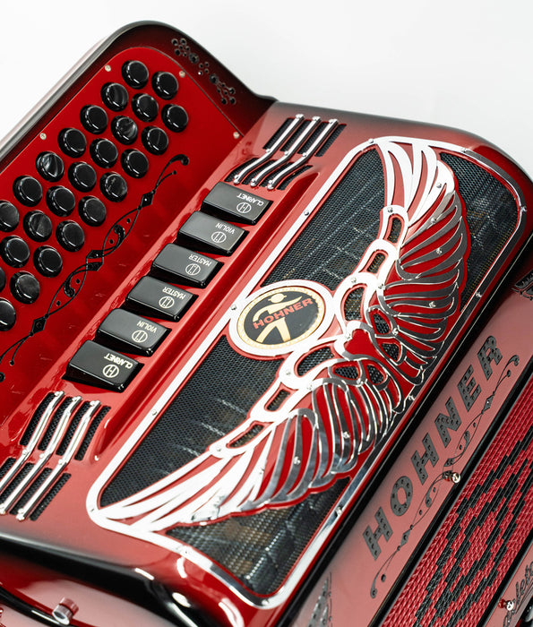 Hohner Anacleto Rey Aguila Two Tone Compact FBE/EAD Accordion - Ruby Red | New