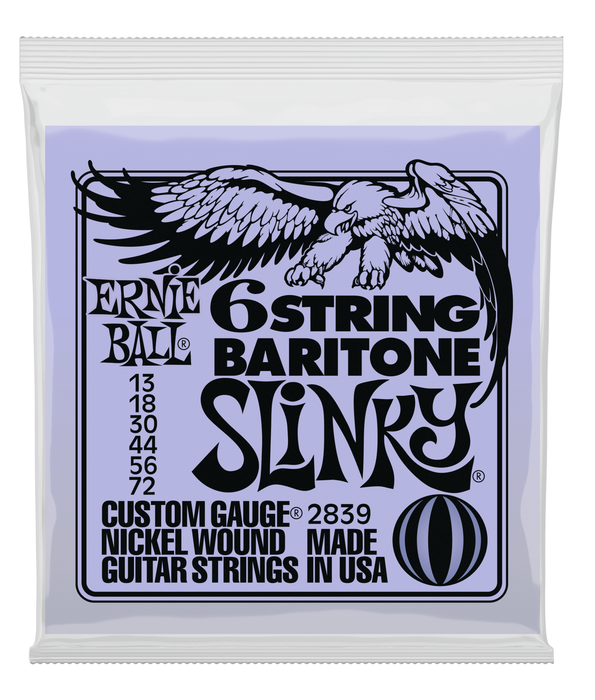 Ernie Ball Slinky 6-String Baritone Guitar Strings w/ small ball end (13-72 Gauge) | New