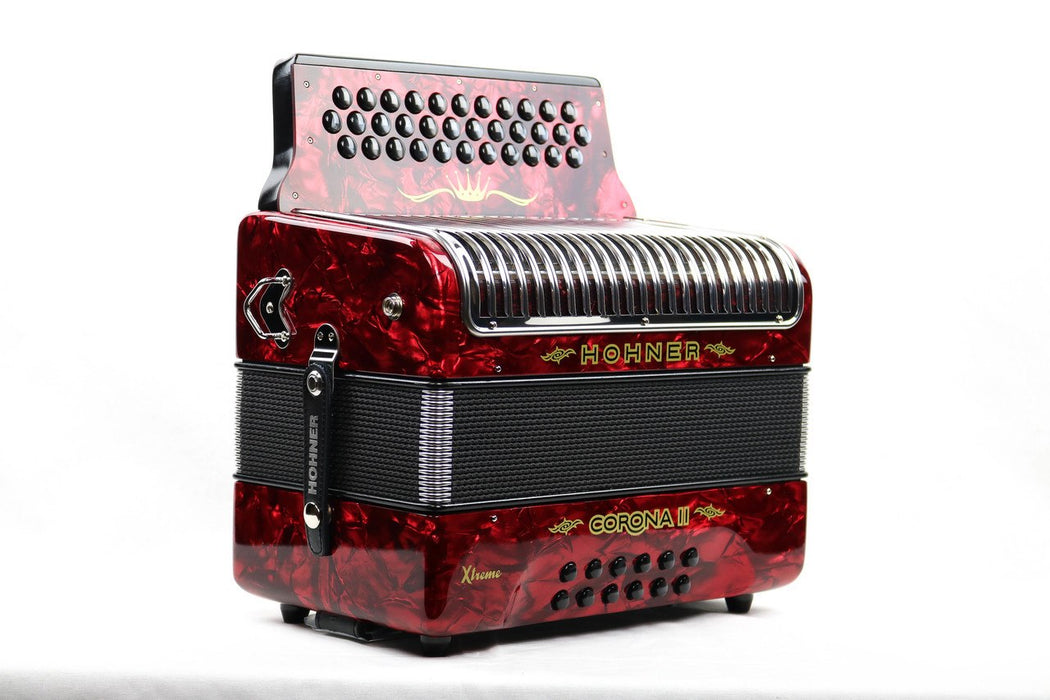 Hohner Corona II Xtreme GCF Button Accordion - Red