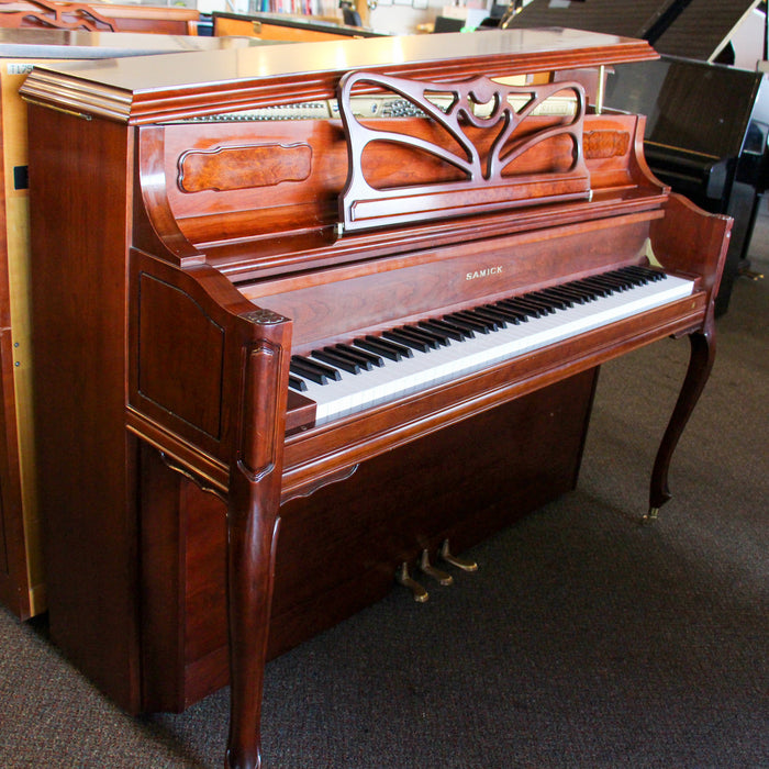 Samick SU-42F Upright Console Piano and Bench | Cherry Finish