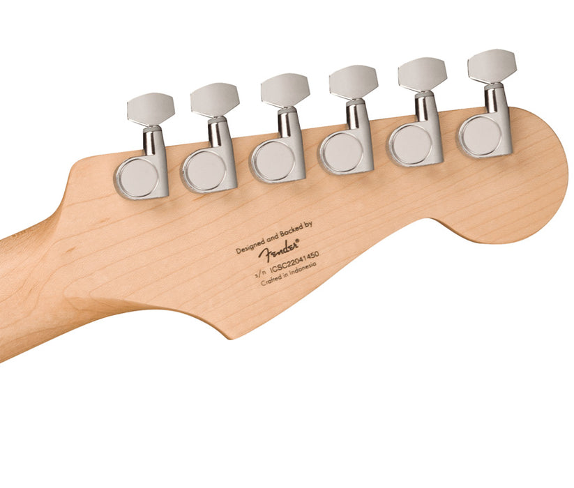 Squier Sonic Stratocaster Electric Guitar - Black, Maple Fingerboard, White Pickguard (Left-handed) | New