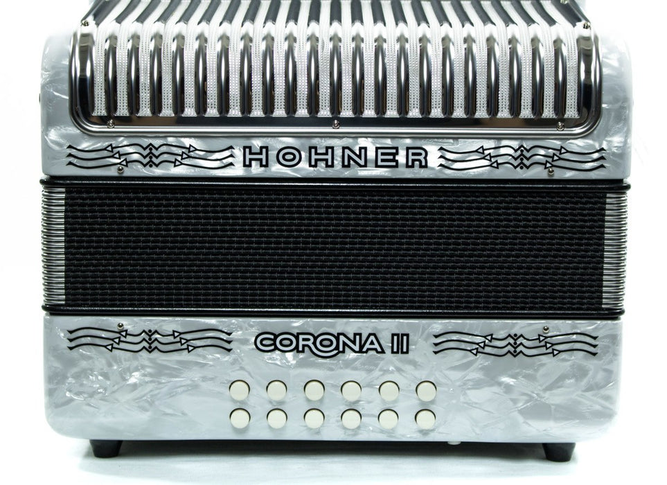 Hohner Corona II FBbEb Button Accordion - White