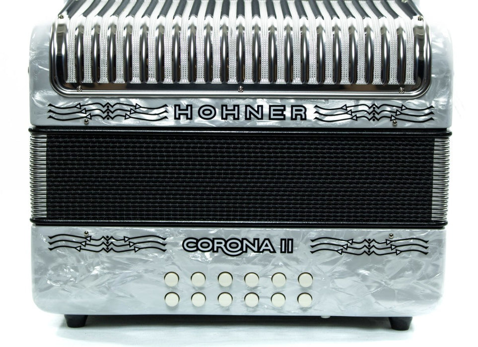 Hohner Corona II FBbEb Button Accordion - White