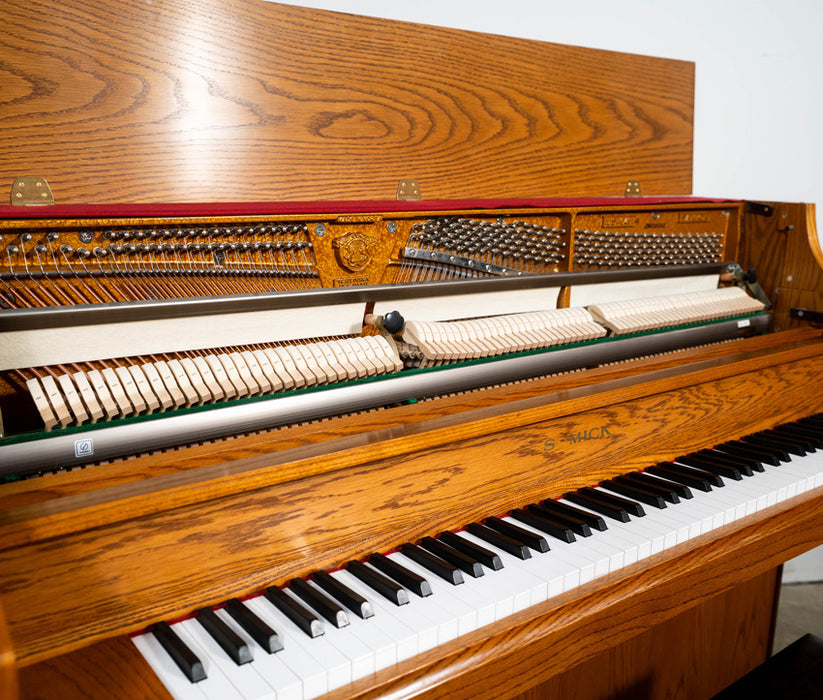 Samick JS-043M Upright Piano in Satin Oak | Serial No. JIM00042 | Used