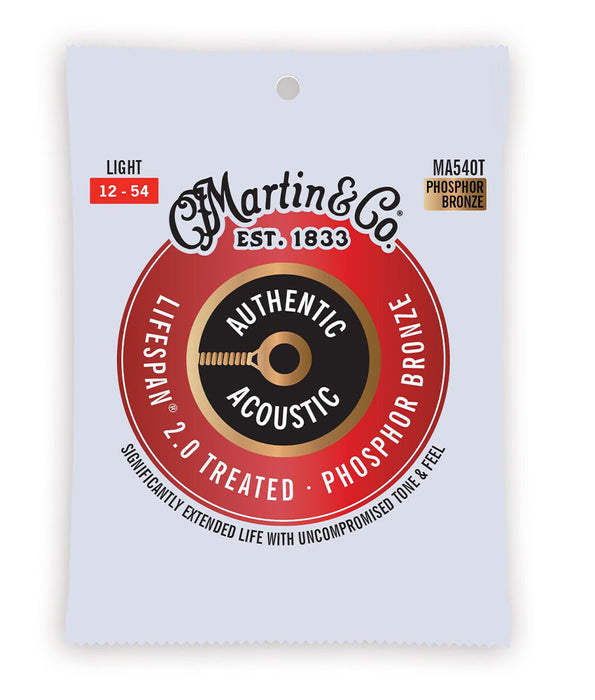 Martin MA540T Lifespan 2.0 Treated 12-54 Light Phosphor Bronze Guitar Strings