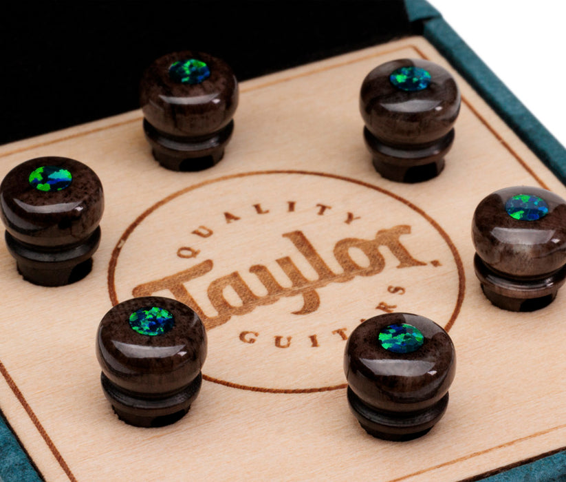 Taylor Water Buffalo Bone Brown with Green Opal Bridge Pins | New