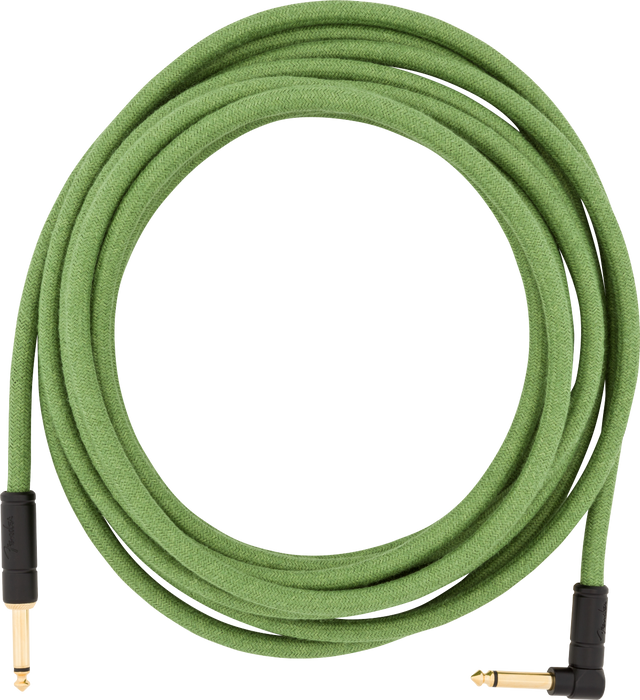 Fender 18.6' Angled Festival Instrument Cable, Pure Hemp - Green