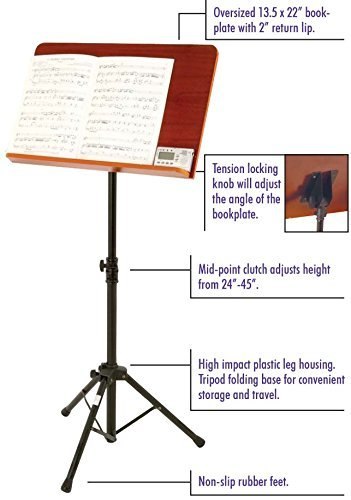 On-Stage SM7312W Conductor Stand with Wide Wooden Bookplate | New