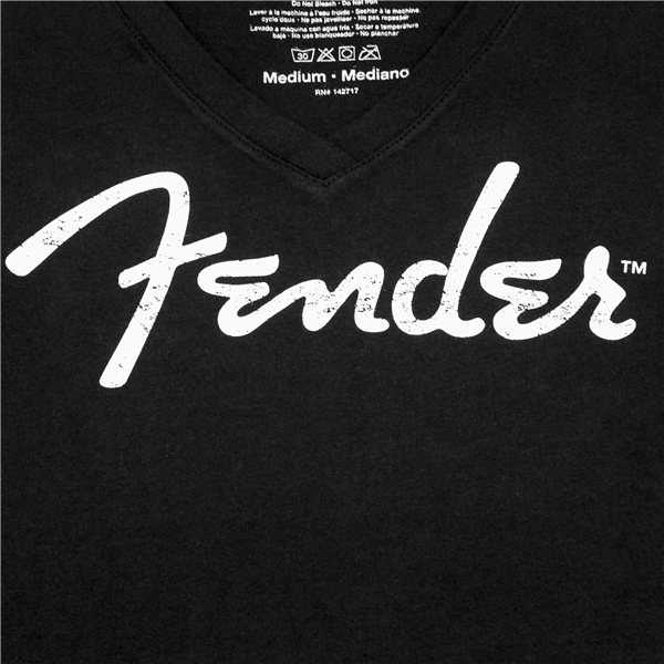 Fender Ladies Distressed Logo T-Shirt, Black, Large