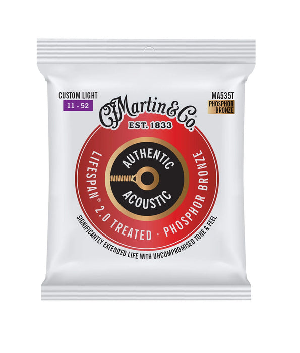 Martin Authentic Acoustic Lifespan 2.0 Guitar Strings Phosphor Bronze - ( Bulk Box 25 sets)- Authentic Treated Light | New