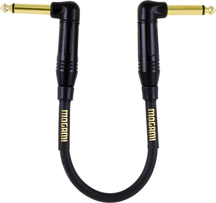 Mogami GOLD INSTRUMENT-0.5RR Pedal/Effects Cable, Gold 1/4" TS Right Angle Plugs