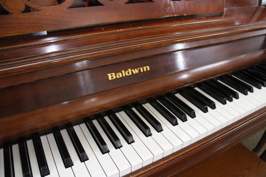 Baldwin Upright Console Piano | Carved Mahogany