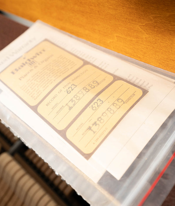 1987 Baldwin 623 Console Upright Piano in Satin Walnut - Serial No. 1389889 | Used