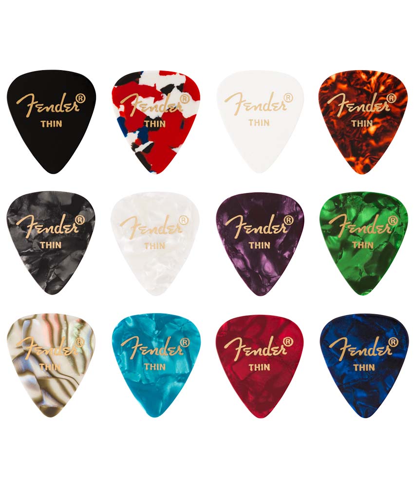 Fender 351 Shape, Celluloid Medley, Thin Guitar Picks - 12 PackAlamo ...