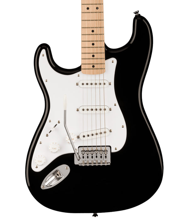 Squier Sonic Stratocaster Electric Guitar - Black, Maple Fingerboard, White Pickguard (Left-handed) | New
