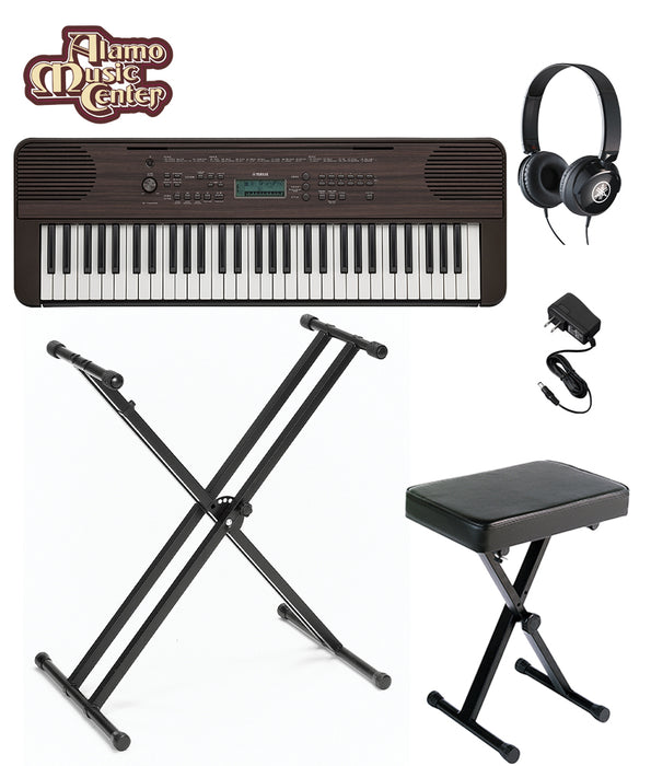 Yamaha PSR-E360 Dark Walnut Keyboard Bundle