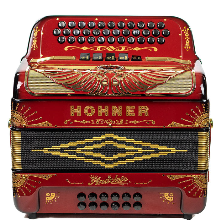 Hohner Anacleto Rey Aguila FBE 5S Regular Size Accordion, Ruby Red