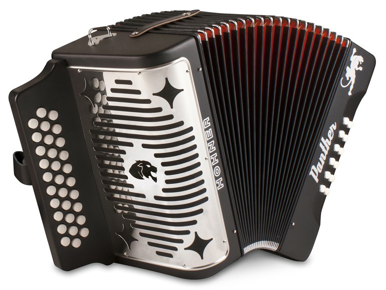 Pre-Owned Hohner Panther GCF 3 Row Diatonic Accordion - Black