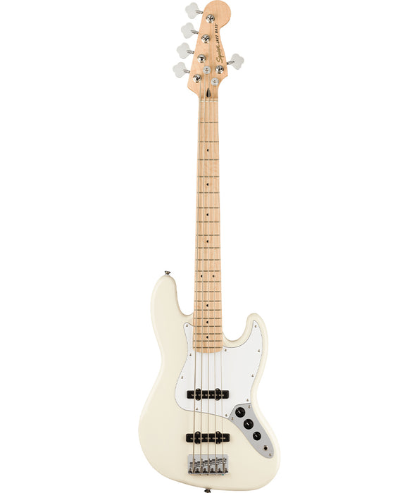 Pre-Owned Squier Affinity Series Jazz Bass V, White Pickguard, Olympic White