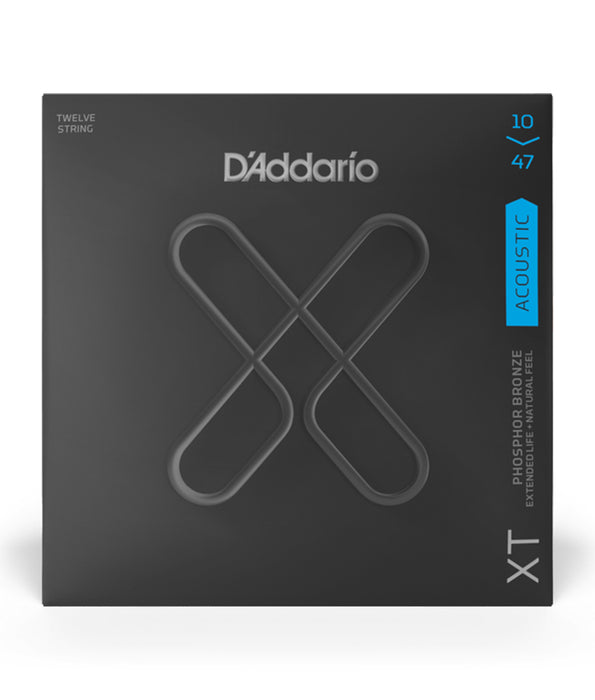 D'Addario XTAPB1047 12-String Phosphor Bronze, 10-47 Light, Acoustic Guitar Strings