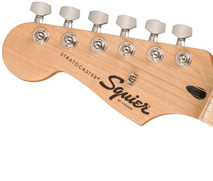 Squier Sonic Stratocaster Electric Guitar - Black, Maple Fingerboard, White Pickguard (Left-handed) | New